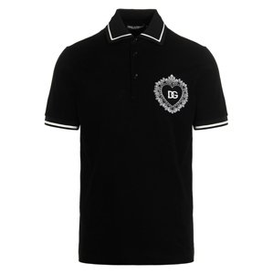 DOLCE & GABBANA Sacred Heart Black polo tričko Veľkosť: XL