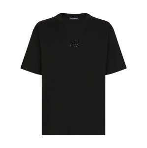 DOLCE & GABBANA Rhinestone Black tričko Veľkosť: L