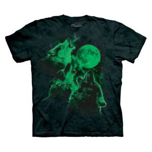 Pánske batikované tričko The Mountain - svietiaca potlač -  Wolf Moon Veľkosť: L