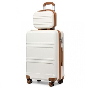 Kono cestovný kufor na kolieskach s kozmetickým kufríkom ABS - 8L/49L - béžovo hnedý