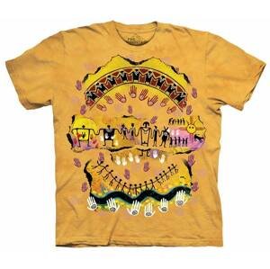 Pánske batikované tričko The Mountain - Domorodé umenie - žlté Veľkosť: 4XL