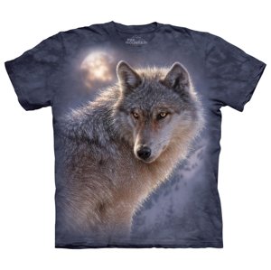 Pánske batikované tričko The Mountain - Biely vlk - tmavosivé Veľkosť: XL