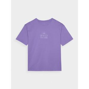 Dievčenské oversize tričko s potlačou - fialové