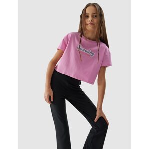 Dievčenské crop-top tričko z organickej bavlny - ružové