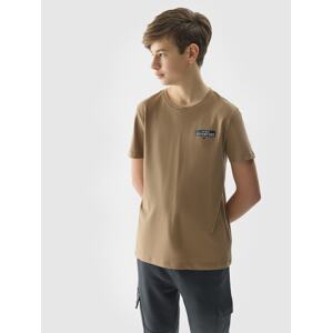Chlapčenské tričko s potlačou z organickej bavlny - hnedé