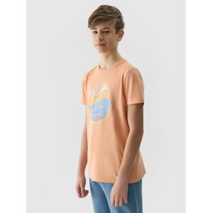 Chlapčenské regular tričko s potlačou - koralové