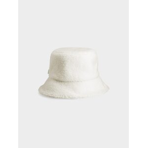 Dámsky plyšový klobúk typu bucket hat - krémový
