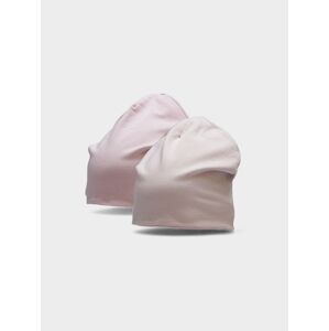 Dievčenská dvojstranná čiapka typu beanie - ružová/béžová