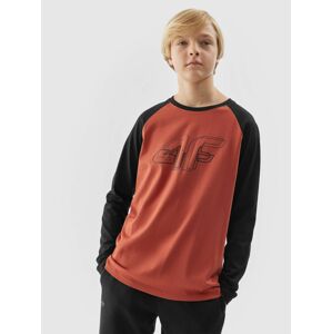 Chlapčenské tričko s dlhým rukávom a potlačou - burgundská červená