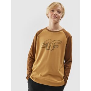 Chlapčenské tričko s dlhým rukávom a potlačou - hnedé